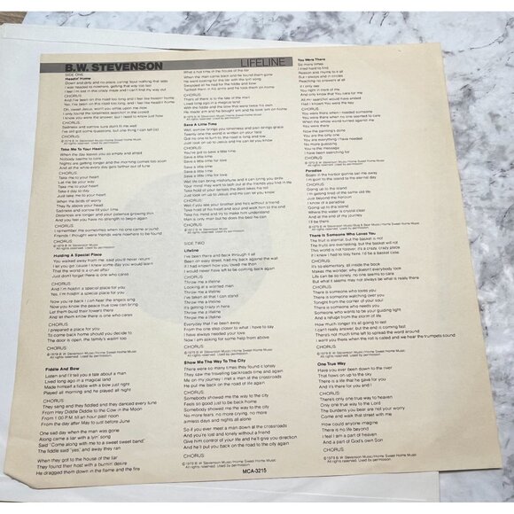 B.W. Stevenson Lifeline Vinyl LP Country 1980 PROMO Songbird 3215 + Insert - Picture 4 of 9